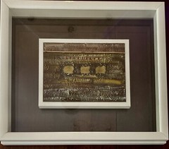 BEAUTIFUL ITALIAN MODERN MIXED TECHNIQUE ART FRAMED IN DOUBLE GLASS (GASPAR )