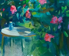 Oil painting Garden Ukrainian painter Canvas Decor Unframed original landscape