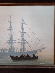 George E. Lee signed original oil painting Seafaring 20 x17