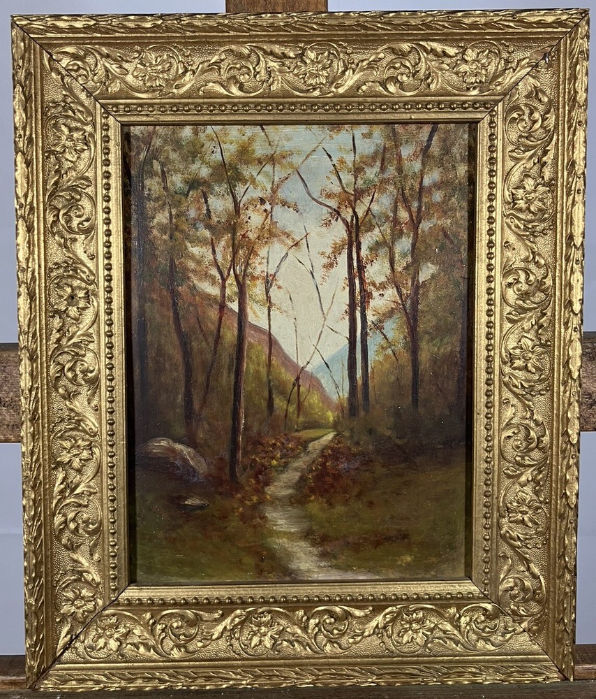 Old Oil On Panel Landscape View Of A Forest In Autumn Trees Barbizon?
