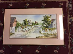 Beautiful Authentic Waterpainting of Town – In Frame – Medium-Large Size