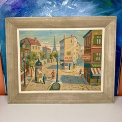 Vintage Paris Paint by Number Painting Eiffel Tower French Cafe Hotel Vins MCM