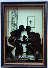 TWO ART DECO Silhouettes Reverse Painted on Glass by BUCKBEE-BREHM 1932