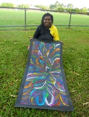 SELINA NUMINA 130 x 58 cm Original Aboriginal Painting. Bush Medicine Leaves