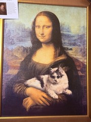 New Signed Handpainted/Framed „MEOW-NA LISA“ Original Oil Portrait Richard Green