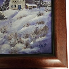 Rebecca Case Midnight Adobe Original Winter Landscape Painting Framed Art