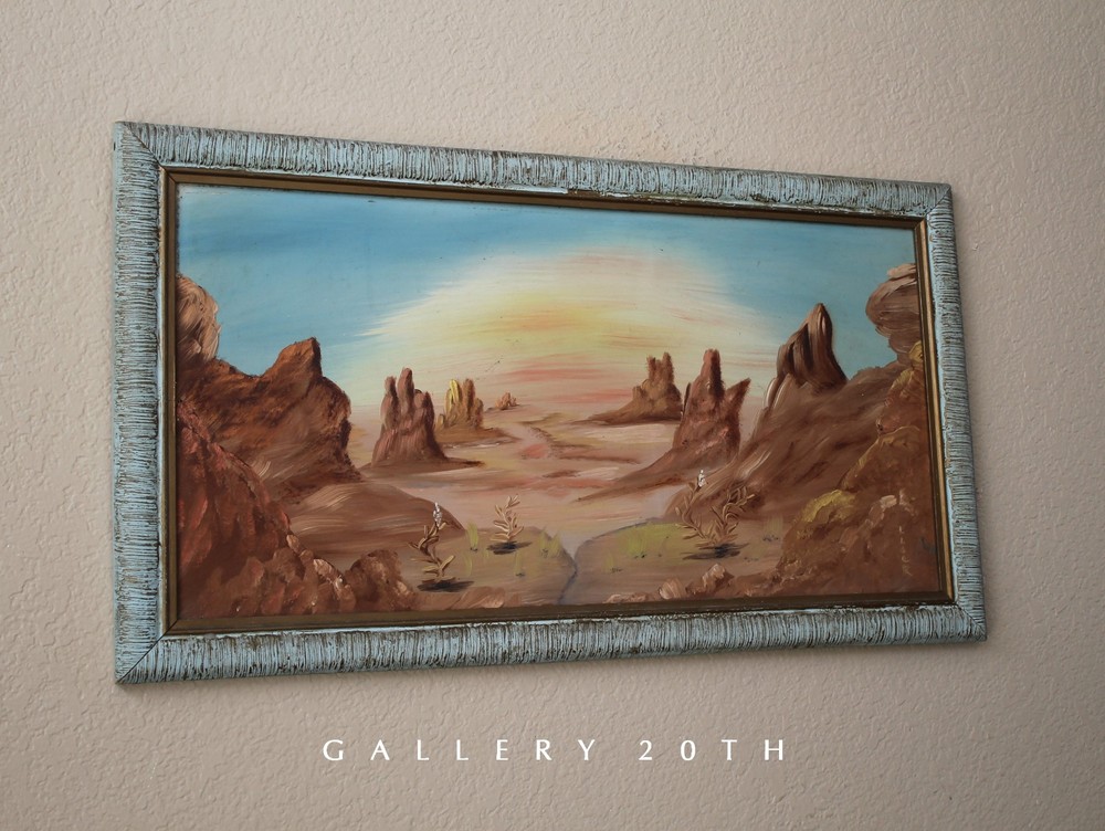 SURREAL ARIZONA DESERT! VINTAGE OIL PAINTING! MID CENTURY ORIGINAL ART 1950s