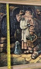 Large Laszlo Kohanecz 1981 Framed Monk In A Cellar 3D Impasto Painting Signed