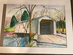 Nice Vintage Valera Ritchie „Sergeantsy Bridge“ Watercolor Painting – Framed