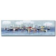 Marina in the Fog by Tina Finn Gallery-Wrapped Canvas Giclee Art (12 in x 42 in)