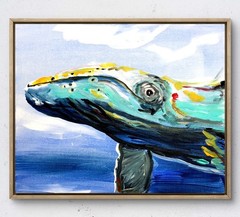 WS original humpback whale hand painted 14X11 canvas expressionism wall art