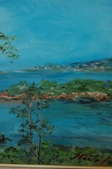 FRAMED SIGNED ORIGINAL OIL VIEW OF CIENFUEGOS BAY, CUBA ARTIST: HECTO VIDAL