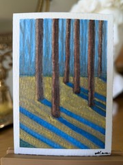ACEO ATC original hand painted art card, watercolor wax sealed 300g cotton paper