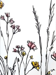 Original Flower 9×12 Painting Acrylic Botanical Wall Art Bedroom Decor Minmalist