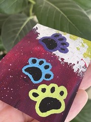Dog or cat Paw Print OOAK Painting ACEO CalicoCallieInk cute animals 1980s pet