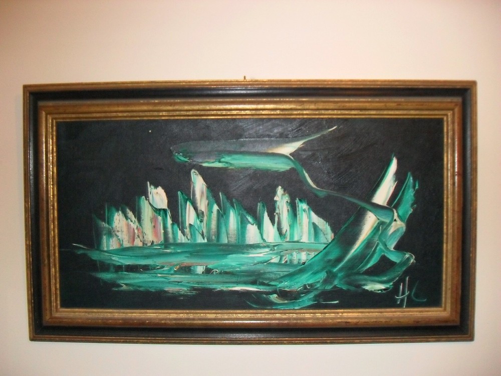 Large 16 1/2 x 28 1/2 High-End-Artist-HC Art Oil On Canvas „New York Skyline“ 