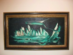 Large 16 1/2 x 28 1/2 High-End-Artist-HC Art Oil On Canvas „New York Skyline“ 