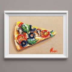 Pizza Vegetariana Painting Still life Original Art Kitchen Fast Food Capricciosa