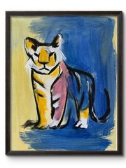 HAPPY TIGER 14X11 ABSTRACT ORIGINAL COLORFUL ART MODERN HOME