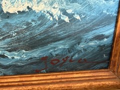 Large Vintage Oil Painting Sailing Ship Seascape Signed Maritime Ocean Art