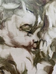 Vintage Hyacinthe Kuller Oil Painting Mother & Child Gold Leaf Frame 1966