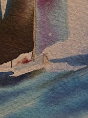 Watercolor Painting Boat Racing Sailboats People Vibrant Modern Artist Signed