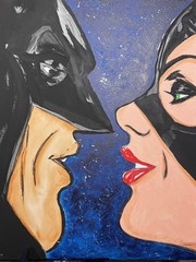 Seasoned Art Batman Returns Catwoman hand painted canvas artwork Love In Gotham