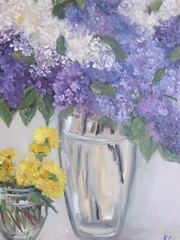 bouquet of lilacs original oil painting, dandelions oil painting, flowers art