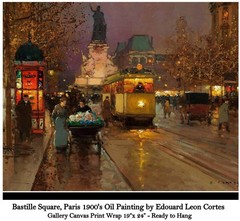 Gallery Canvas Print_Bastille Sq., Paris 1900’s_painting by Edouard-Léon Cortès