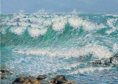 Anastasia Woron :“ Atlantic Tenerife “ -óleo Original Signed (13 13/16×10 5/8in