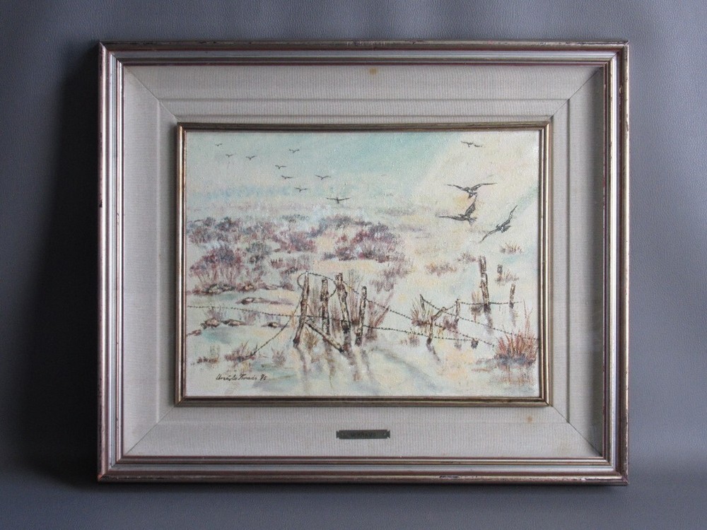Oil Painting On Canvas Morning In The Swamp Signed U. Kraus Vintage