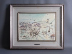 Oil Painting On Canvas Morning In The Swamp Signed U. Kraus Vintage