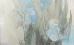 Georgia Artist Martha Nix Abstract „Iris Blue“ Acrylic Painting 1985
