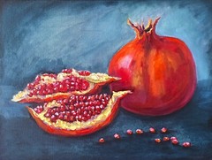 Original Oil Painting Fruits Still Life Pomegranate painting on canvas 30x40cm
