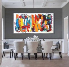 Modern Palette Knife Texture Colorful Abstract Wall Art Oversize Oil Painting