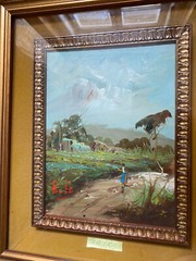 Oil Painting Sign B.Turtleneck Field Path With Water Waterfall And Menschen