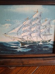 ‘Tall Ship at Sea’ Original Oil Painting by K. Maskell