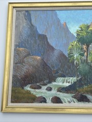CALIFORNIA DESERT PALM PAINTING LANDSCAPE LARGE FLOYD COPELAND CHANDLER VINTAGE