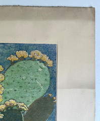 Antique Watercolor Cactus Painting by Hazel Frazee, Chicago, IL