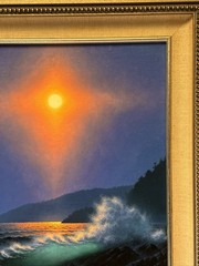 DAVE DALTON PAINTING COASTAL SUNSET BEACH EVENING ORIGINAL FAMOUS OIL 18′ LISTED