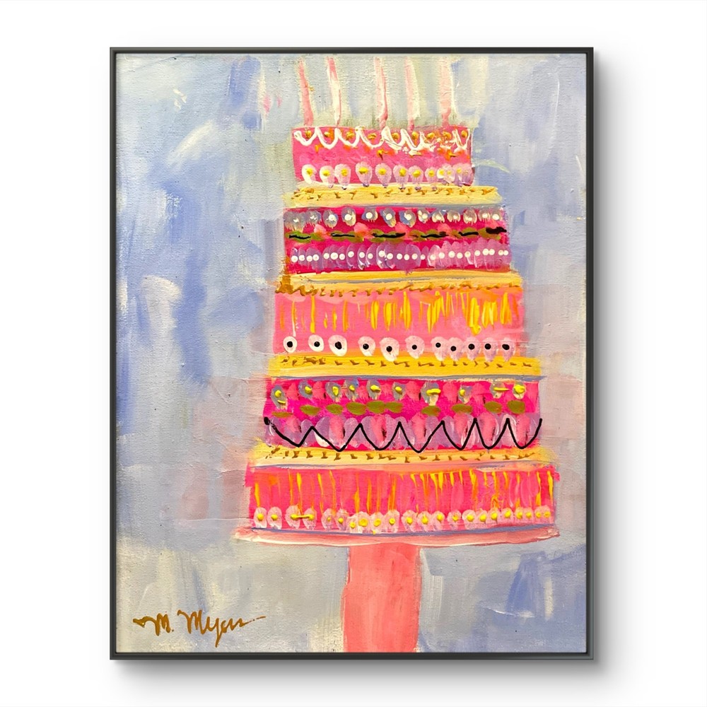 Mary Myers Original Abstract Expressionism 11×14 Birthday Cake Signed Fine Art