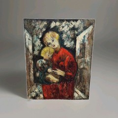 Early Henri D’anty Young Mother & Child French Oil On Canvas 36″×29″ Unframed