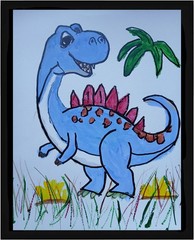 Impressionism 11×14 Blue Friendly Dinosaur Handmade Acrylic ART Painting