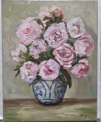 Original Signed Oil Painting still life Peonies