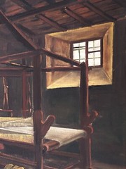 VTG mid-20thC European Realistic O/C „Interior Genre Scene“ Signed/Framed/Matted