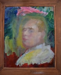 1950 Belgian Portrait Oil Painting Edmond Dutry Double-Sided Ghent Salon Artist