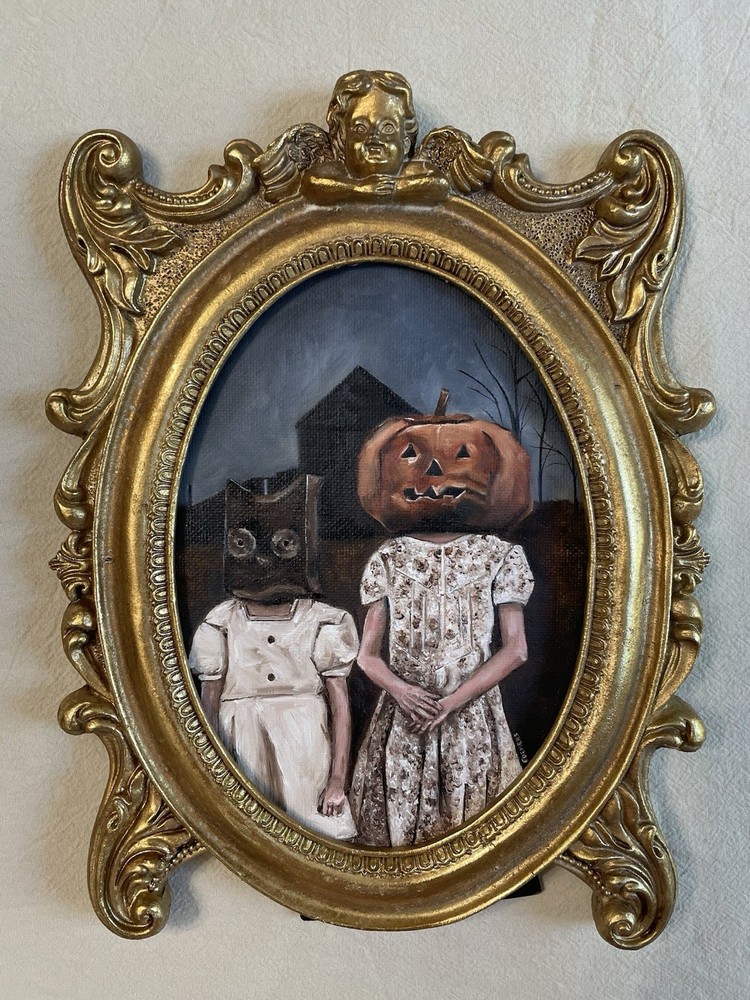 Original Oil Painting- A Vintage Halloween