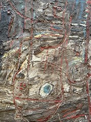 Large Abstract Painting 36 Inches Expressionist Mystery Artist Signed Modernism