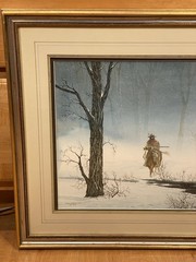 1982 Don Griffiths Cowboy Mountain Man Snowy Landscape Framed Watercolor Art