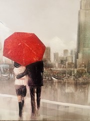 Romantic Couple Cafe Scene Wall Art Painting